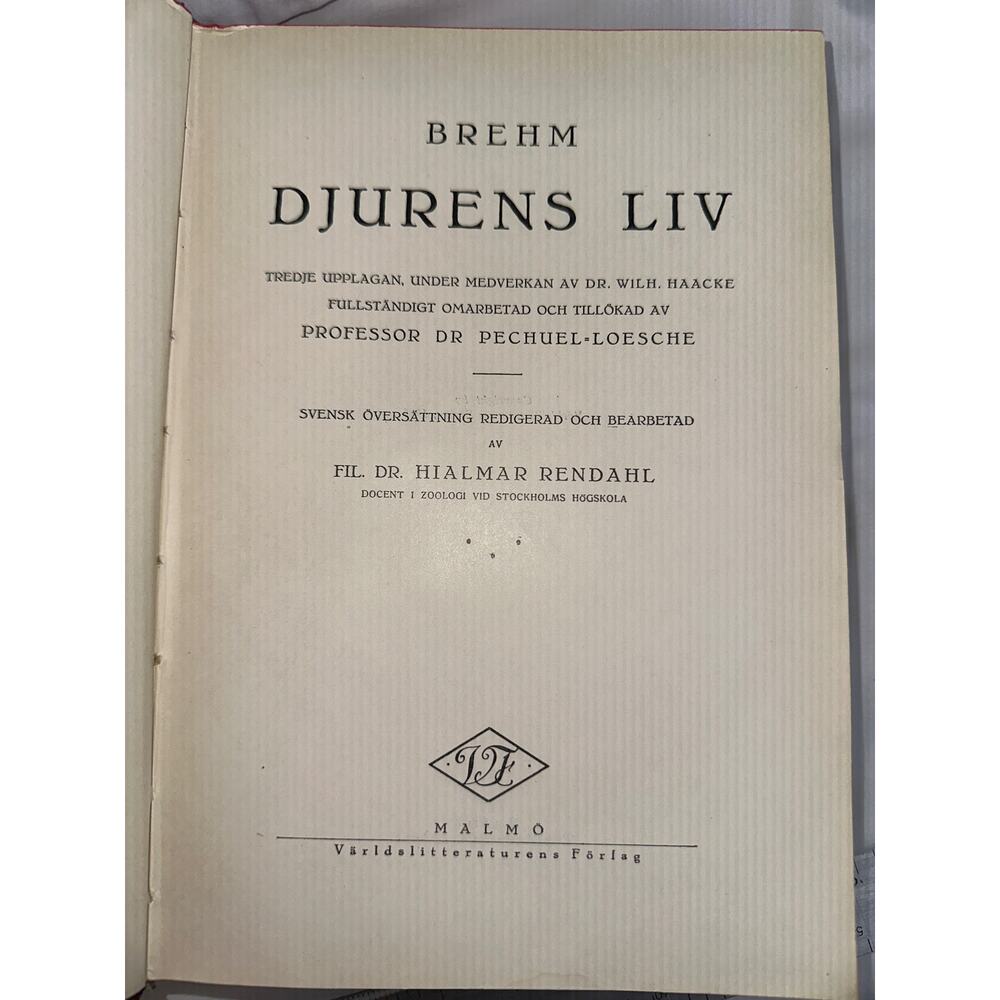 1930 Brehm Djurens Liv Vol 7 Tättingar (Songbirds) Swedish Natural History Book